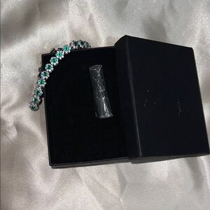 Elegant Silver and Green tennis Bracelet